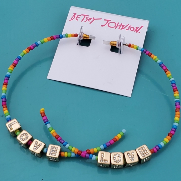 Betsey Johnson Multicolor Beaded Hoop Earrings - Picture 5 of 16